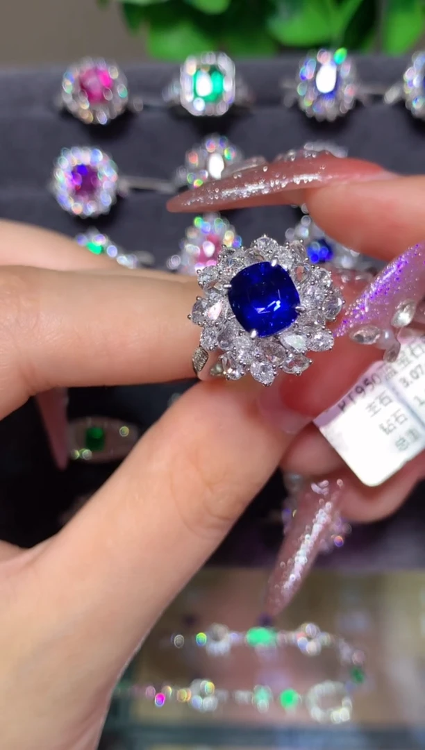 戒指蓝宝石铂Pt950镶嵌3.07CT