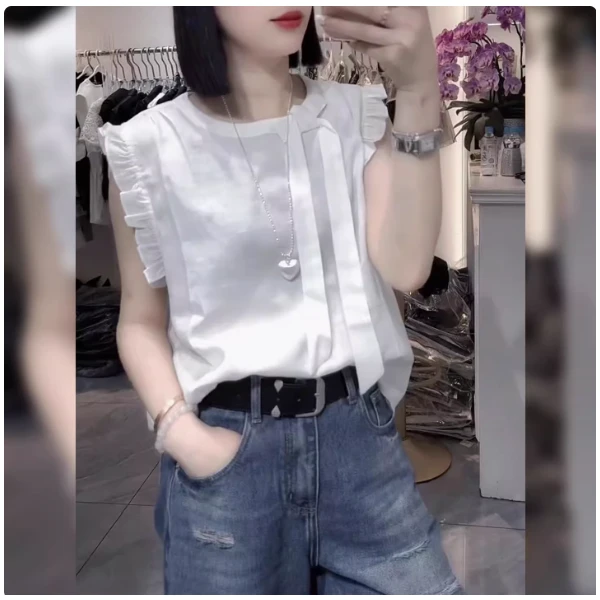 独特漂亮时尚白色衬衫2025夏季女装法式气质设计感百搭小飞袖上衣