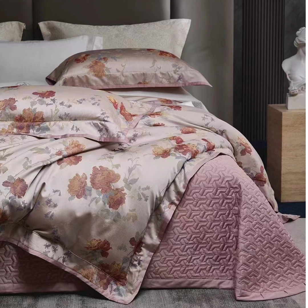 KX   满庭芳  高定款澳棉色织提花床盖款四件套天丝棉高奢专柜款