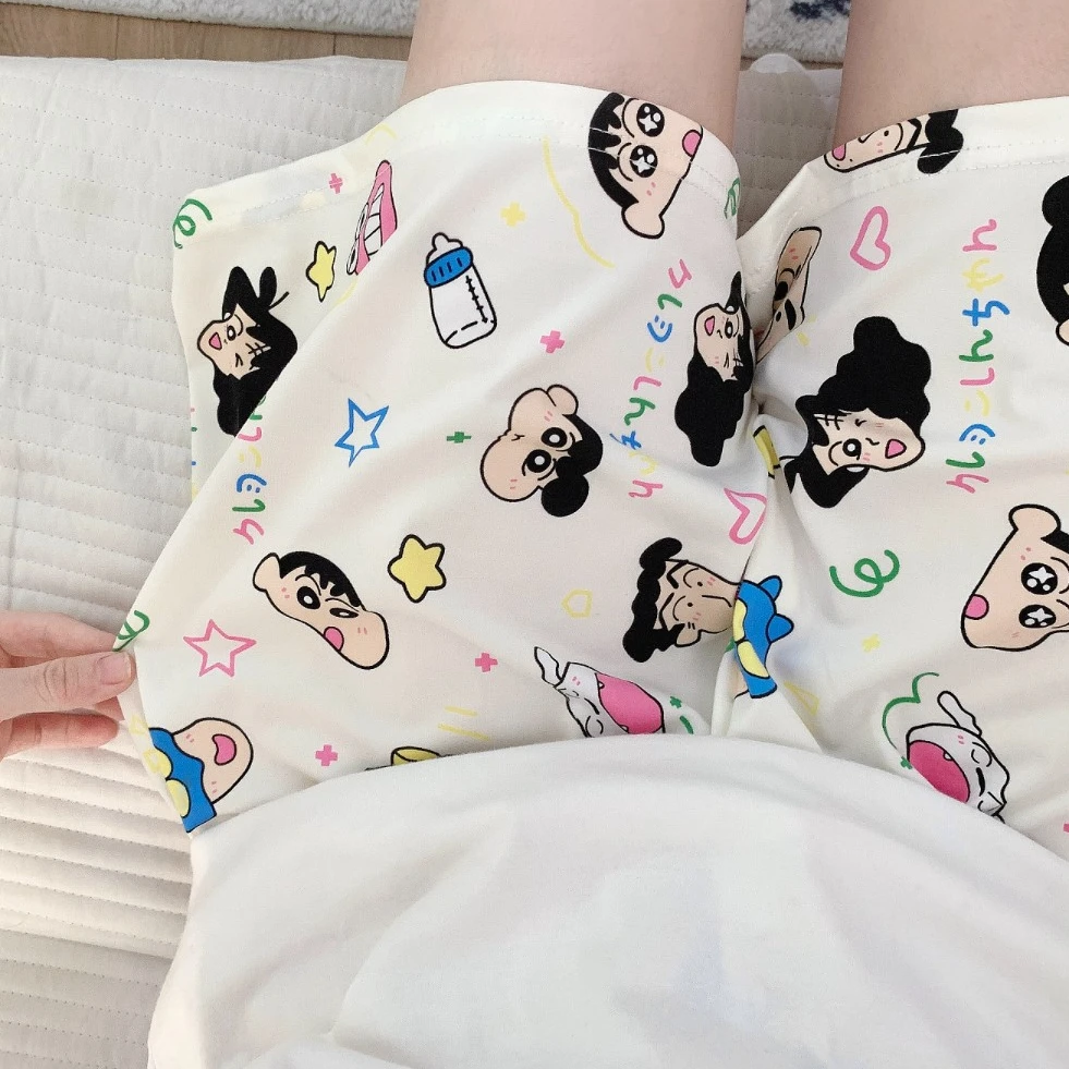 大码宽松300斤睡裤女生胖mm格子卡通遛弯裤家居裤短裤长裤夏春季