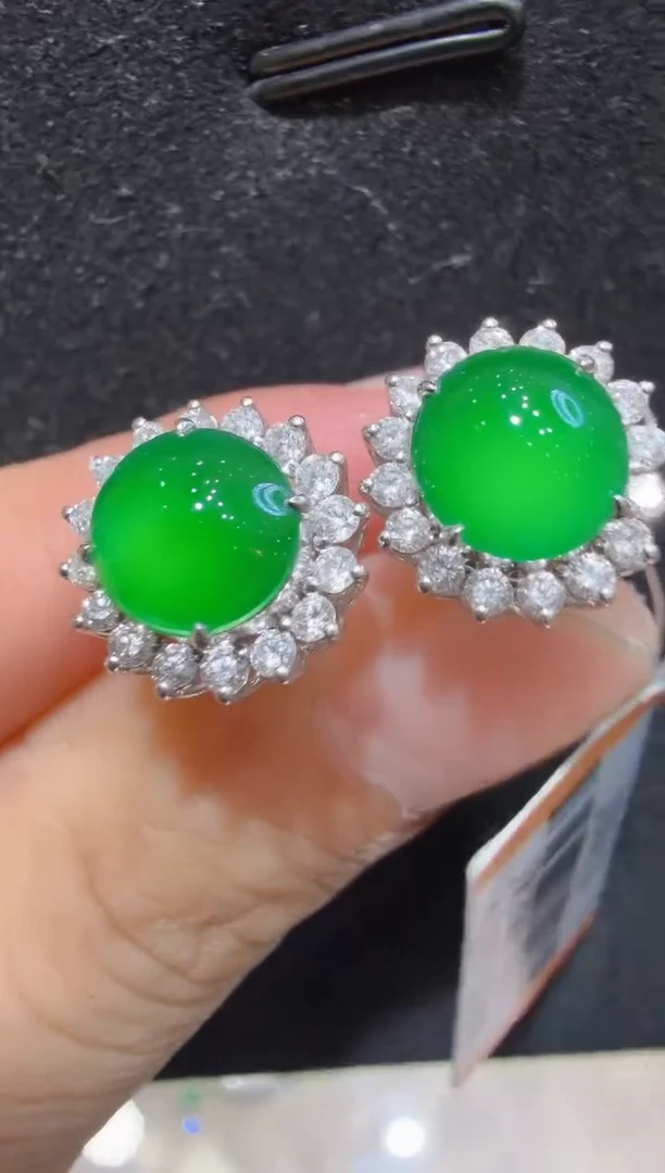 18K金镶嵌翡翠耳饰多样性团购发一件