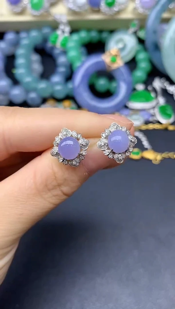 18K金镶嵌翡翠耳饰312-雪姐翡翠天天见