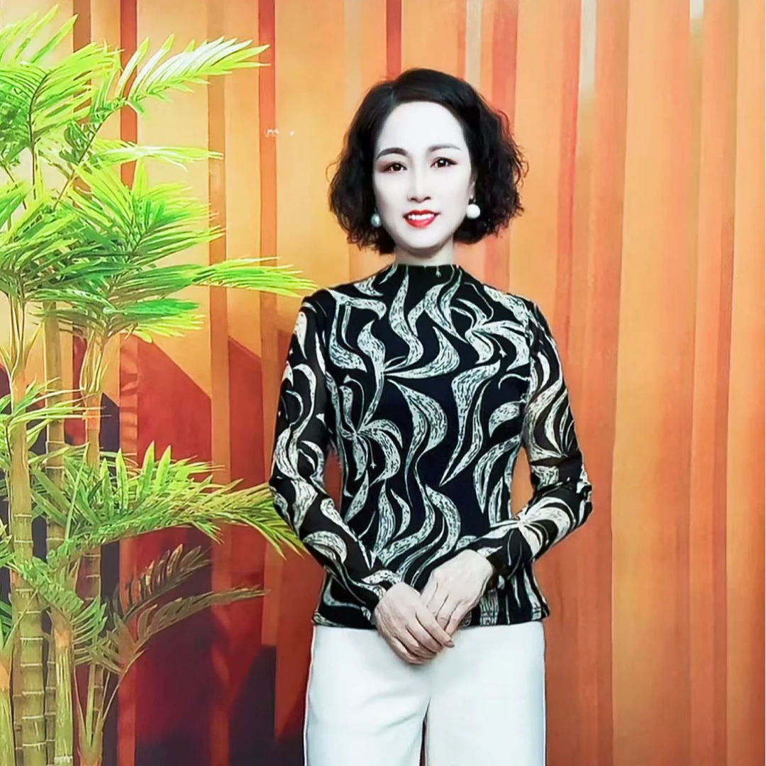 长袖T恤打底衫女气质时尚修身显瘦印花上衣法式时髦潮流舒适小衫