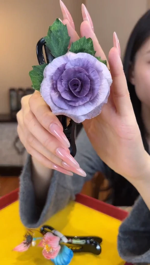刺绣非遗绒花（发饰）
