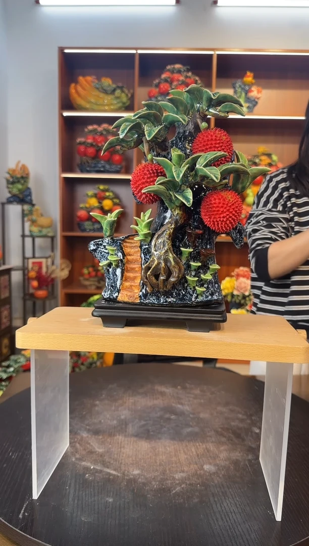 陶瓷步步高荔枝摆件