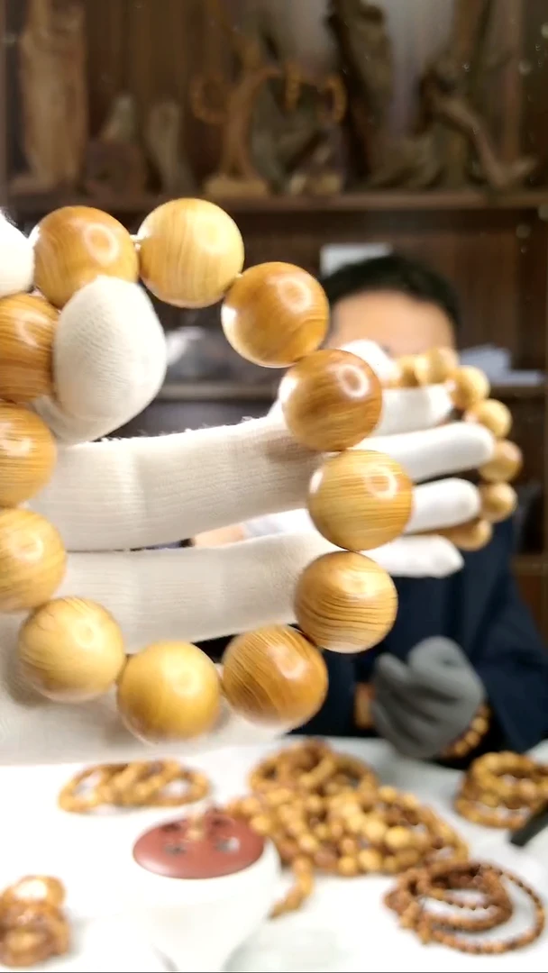 柏木手串/手链太行陈化崖柏红油蚕丝纹1.5单圈崖柏手串