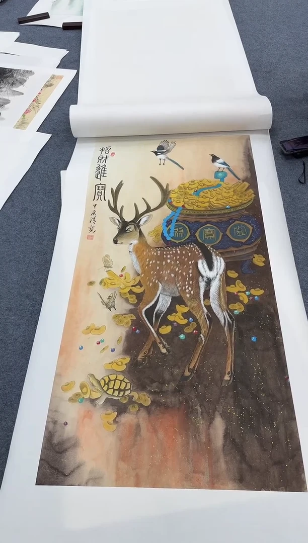 国画枫**故鹿手绘作品书法字画
