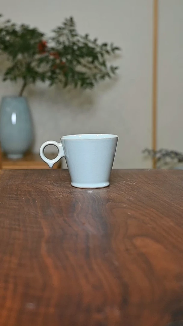 咖啡杯 天青 微瑕 无款