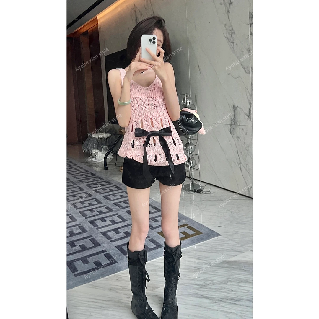 AYOBE小贤/仲夏夜 美式辣妹双腰头设计短裤低腰性感热裤(配腰带)