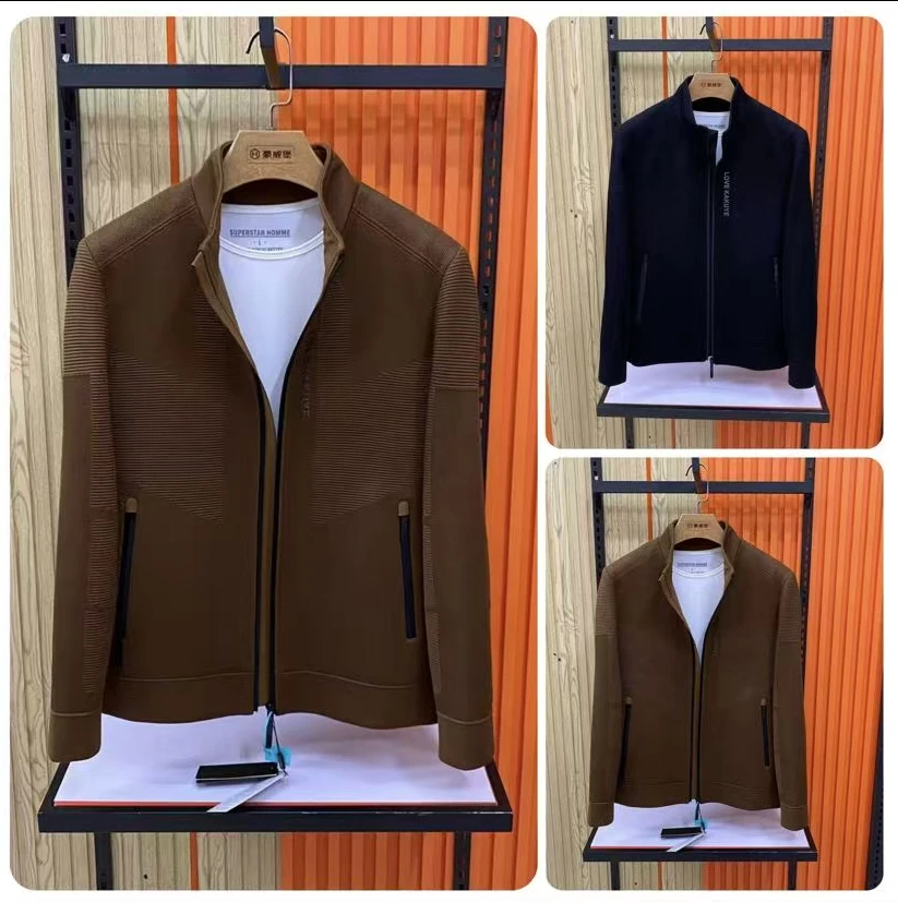 新款高品质男士立领休闲针织夹克外套