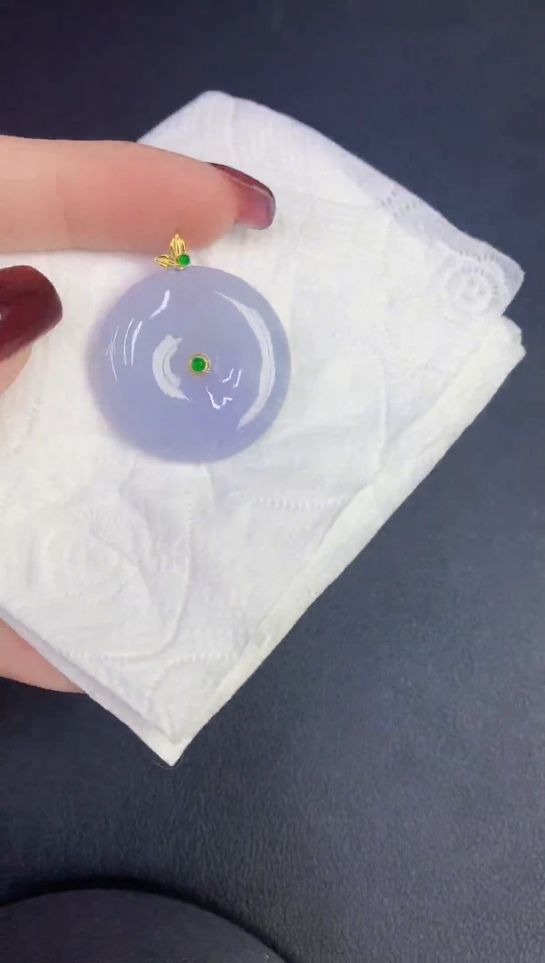 颈饰18K金镶嵌翡翠缅甸天然翡翠A货