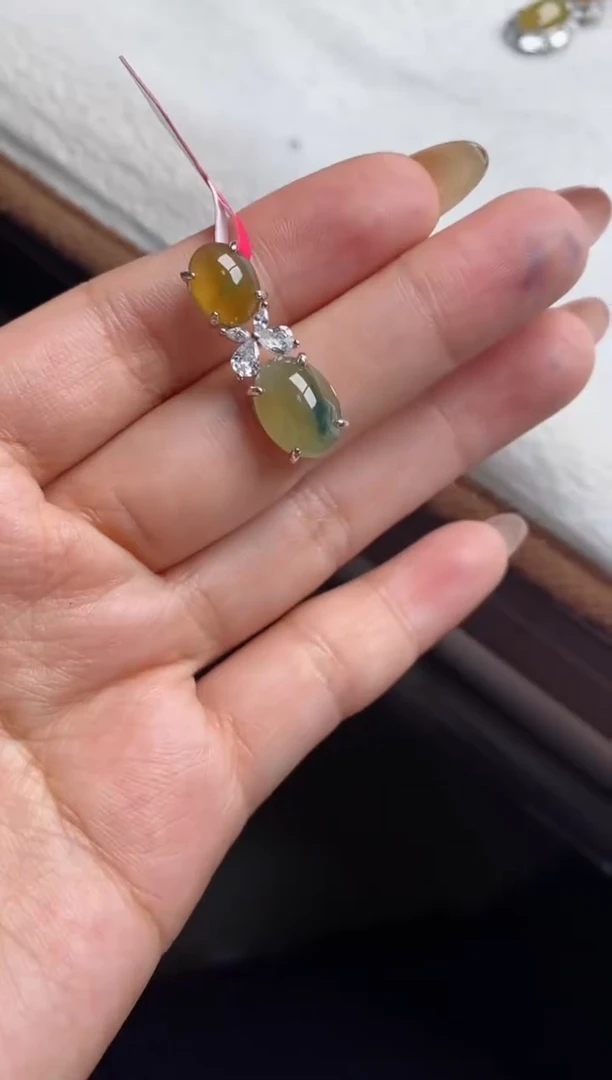 银S925镶嵌戒指翡翠天然A货翡翠