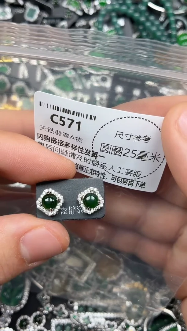 翡翠未镶嵌颈饰C571耳钉
