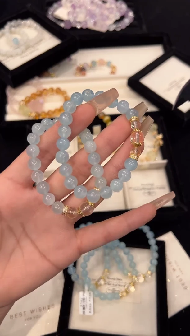 【闪购商品】水晶手链合金海蓝宝手链x932