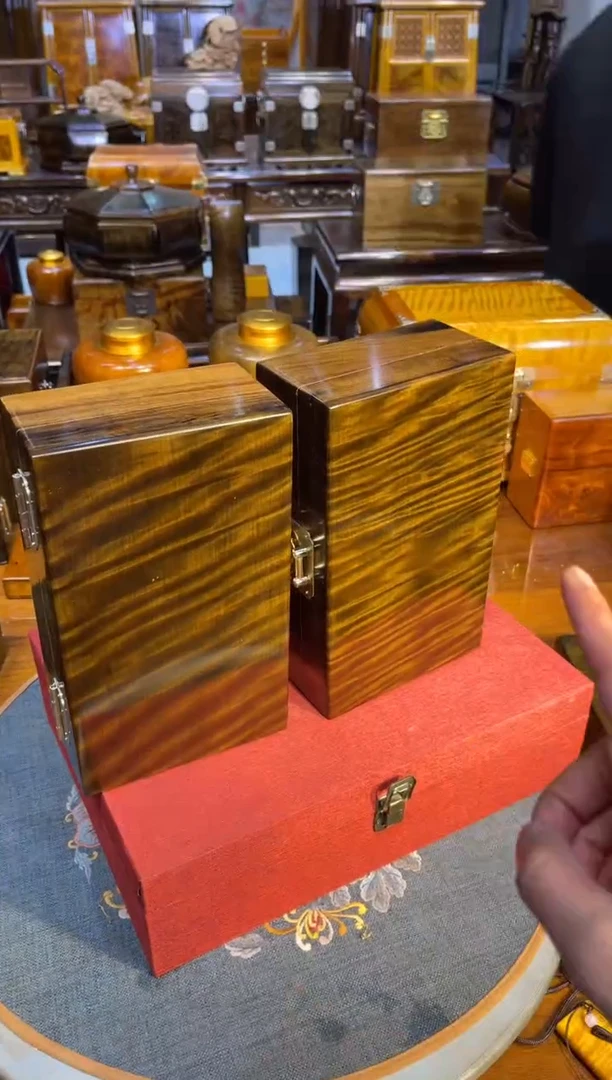 乌木类成套家具乌木首饰盒一对 s8