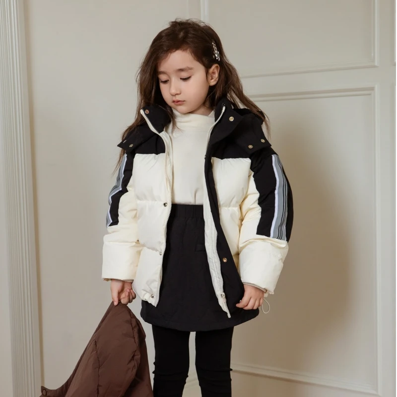 儿童爆款羽绒中大童休闲连帽加厚拼接冬季潮牌时尚保暖秋冬外套1