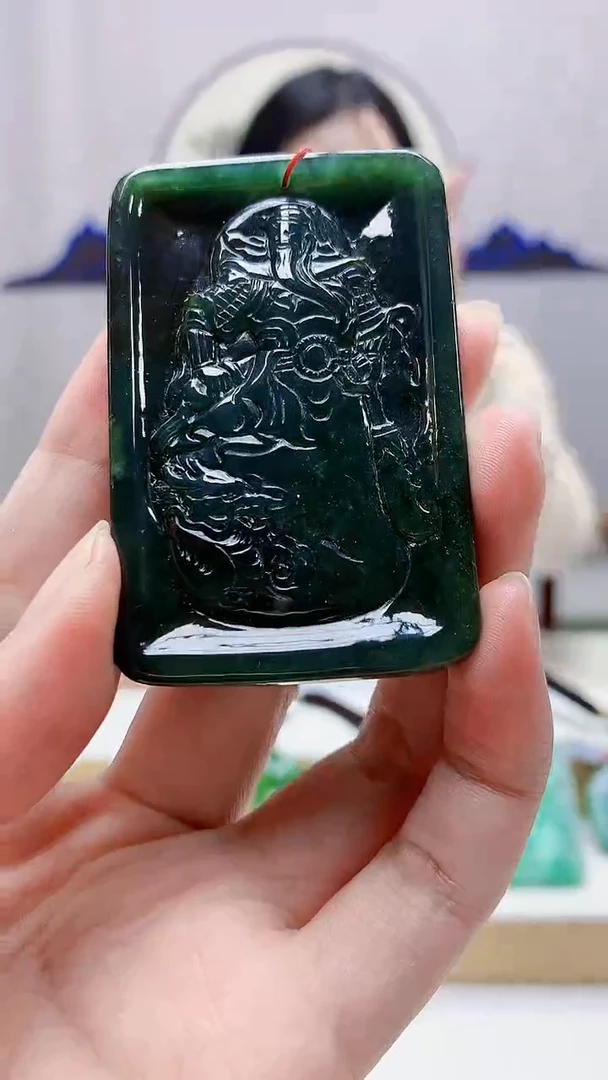 未镶嵌定制翡翠4852zm-毛货挂件关公37