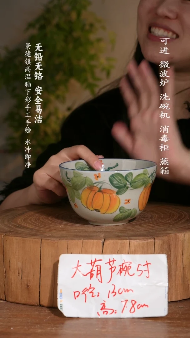 碗陶瓷景德镇高温瓷釉下彩手绘陶瓷