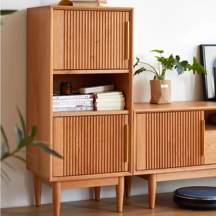 实木小边柜北欧电视柜客厅餐厅收纳角柜樱桃木组合储物柜