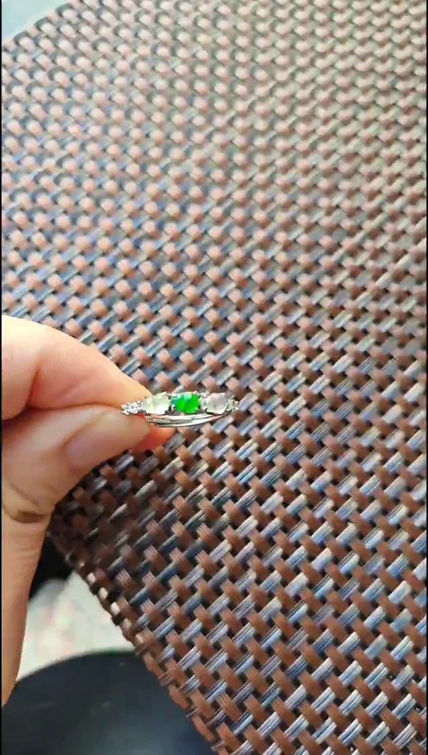 【闪购商品】翡翠戒指银S925镶嵌翡翠戒指S925银镶嵌