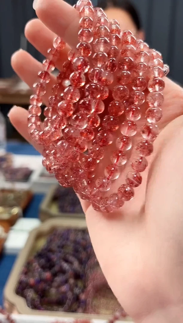 未镶嵌手串水晶金草莓超七单圈手串6mm【多样性发一】