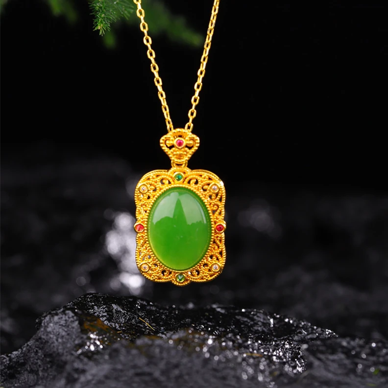 【新疆美玲】18k金和田玉吊坠/多样性发其一