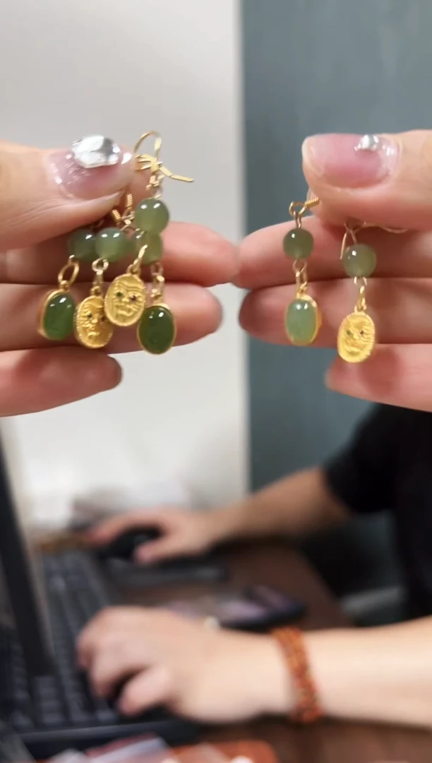 和田玉未镶嵌耳饰和田扎老师耳钉