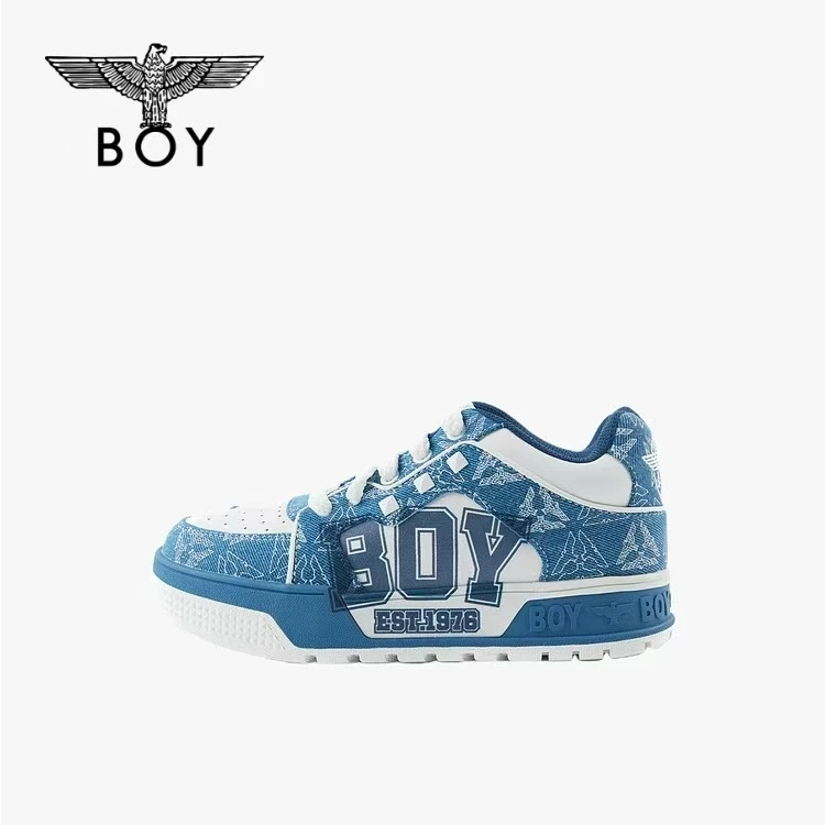 BOYLONDON25新款男女同款蓝色喷印舒适时尚高街潮牌滑板鞋N79007