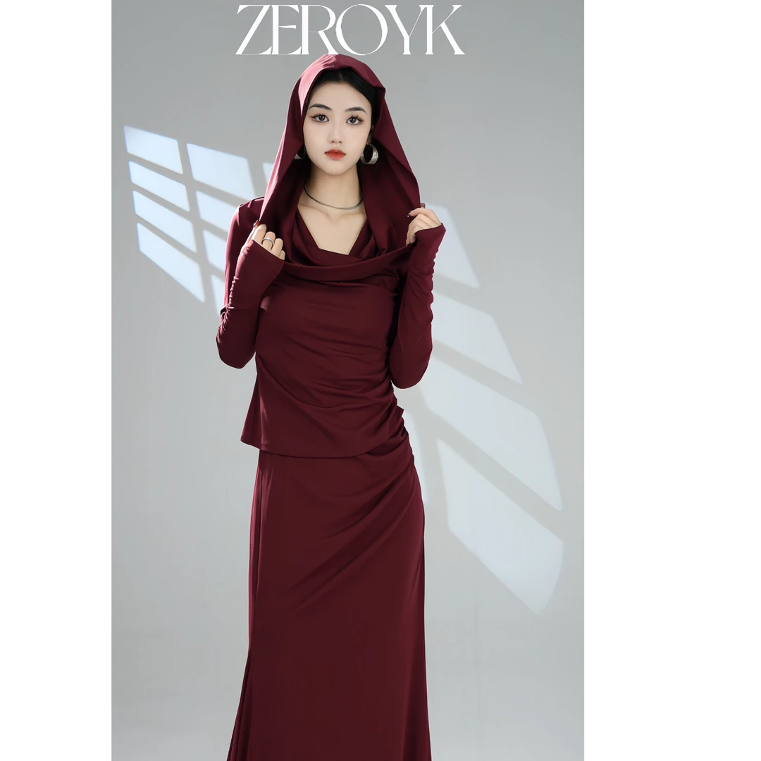 ZEROYK深圳南油原创羊毛天丝弹力修身套装