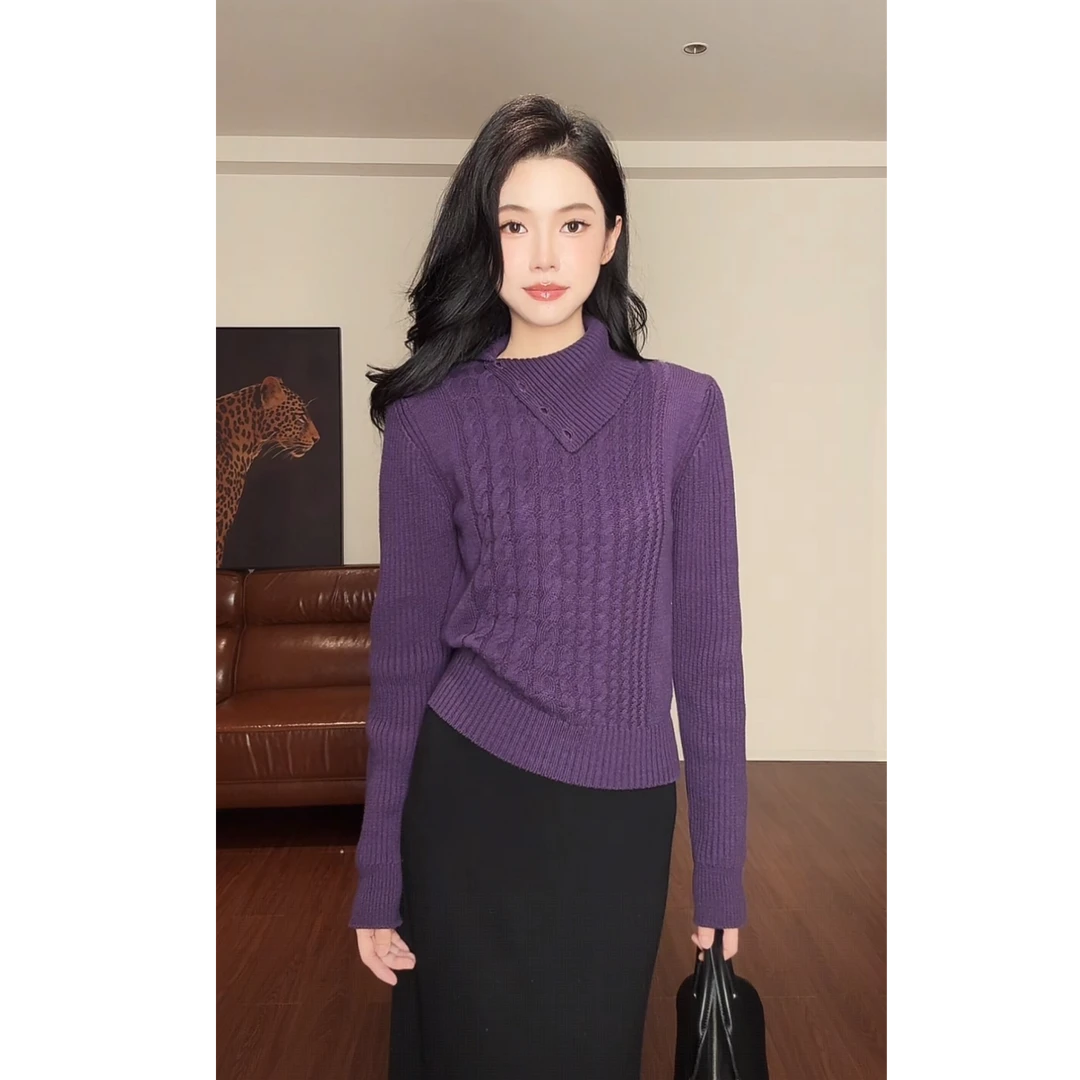 ZOUYASHIFA  高领慵懒风长袖针织衫 YSA89189