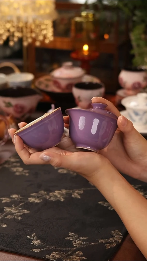 紫气东来盖碗主人杯