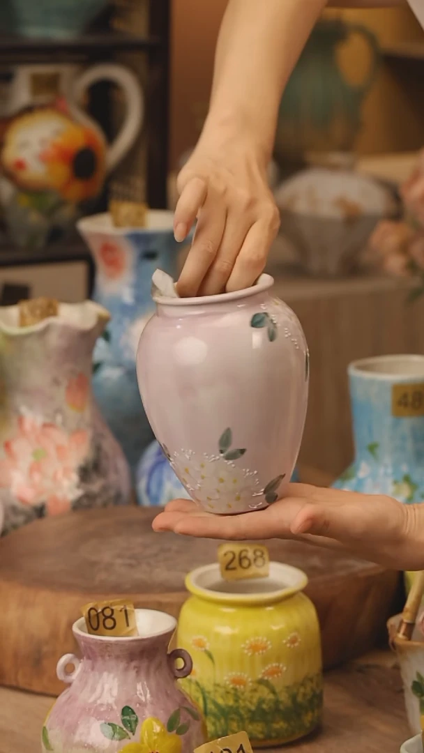 陶瓷172景德镇设计师手作花器摆件侘寂风