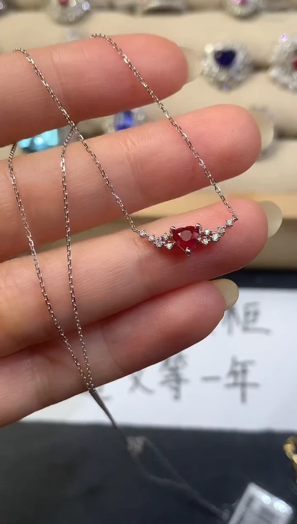18K金镶嵌项链红宝石D12|3500