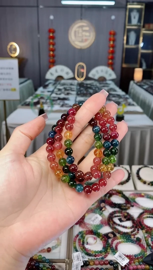 未镶嵌收藏级老矿碧玺三圈手串7mm+碧玺hon多样性发一条