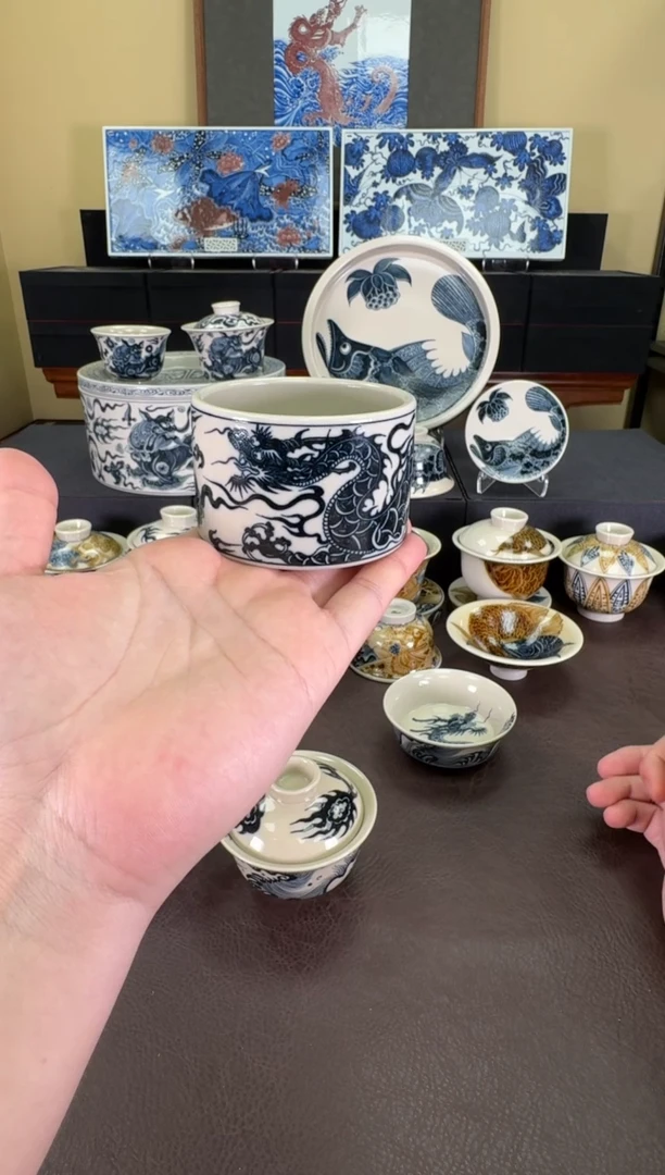 【闪购商品】二号釉1351龙纹扳指杯