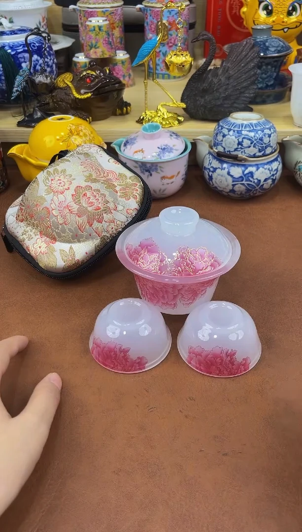 陶瓷茶具摆件旅行套组