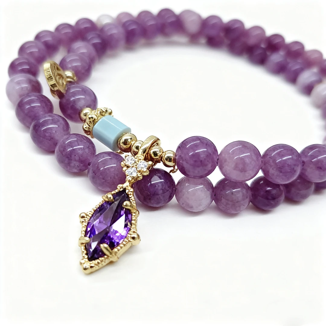 琉璃手链 紫芝梅宇紫色手串民族风少女风女森系手饰多层精美配饰