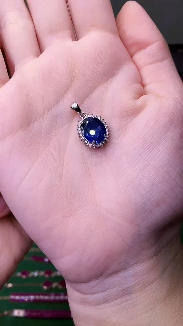 颈饰蓝宝石银S925镶嵌111