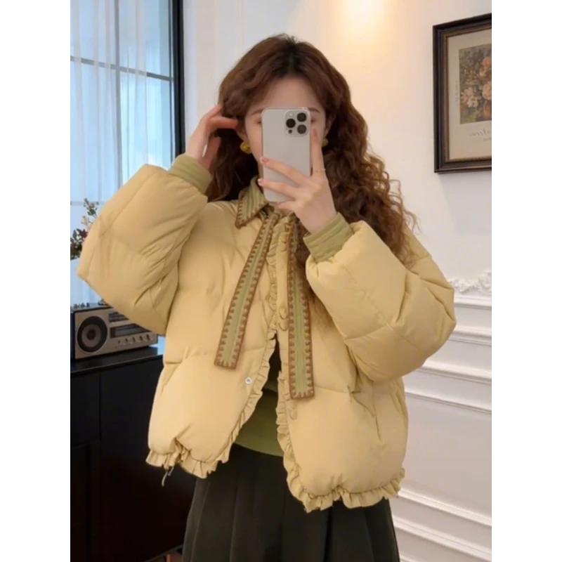 巨好看短款奶黄色棉衣棉服女2025新款冬小个子高级感小众加厚外套