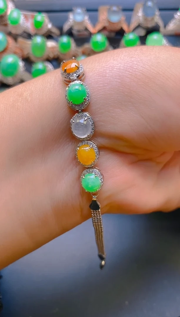 【闪购商品】翡翠耳饰银S925镶嵌天然A货翡翠1