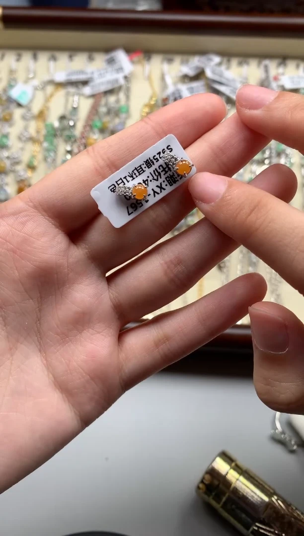 银S925镶嵌戒指翡翠耳饰5