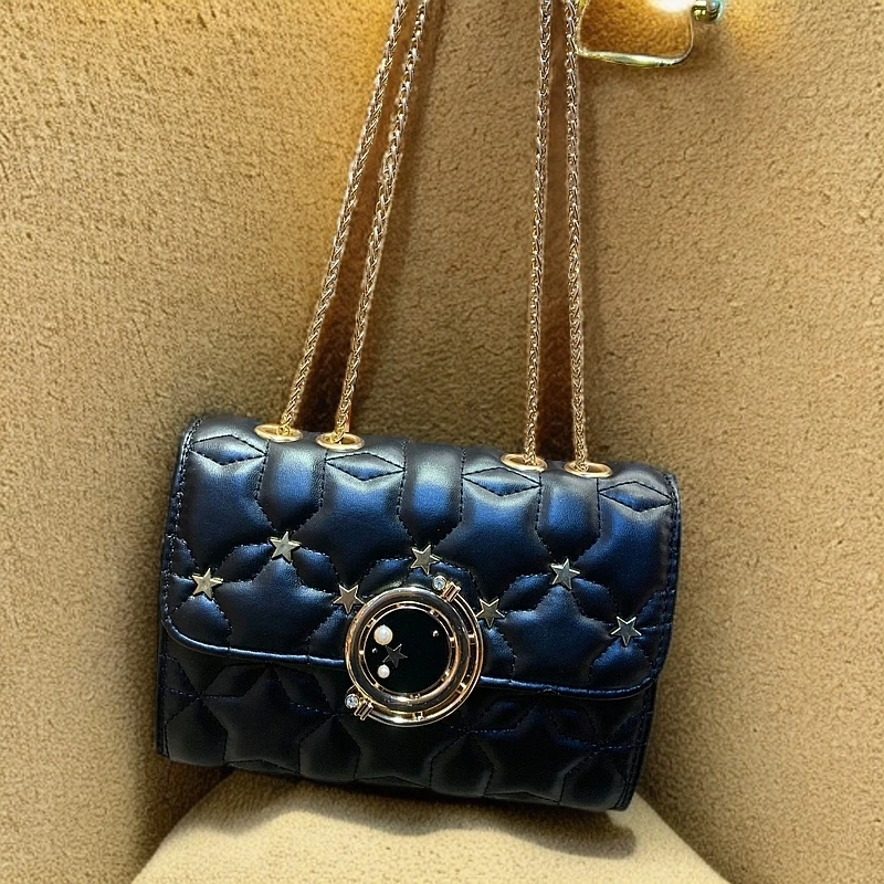 2025新款小众设计百搭时尚小方包星空今年流行单肩斜挎链条2051黑