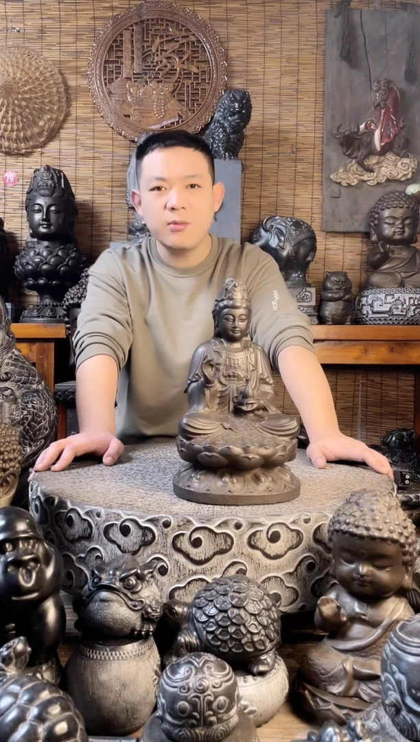 【闪购商品】30坐佛观音天然青石雕刻