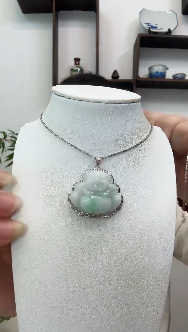 吊坠(赠链)银S925镶嵌翡翠佛公