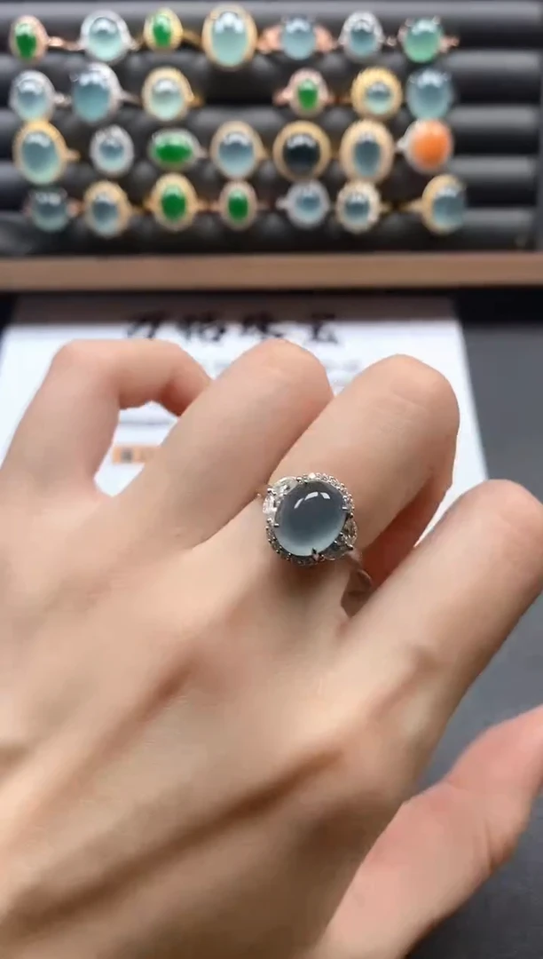 银S925镶嵌戒指翡翠51511