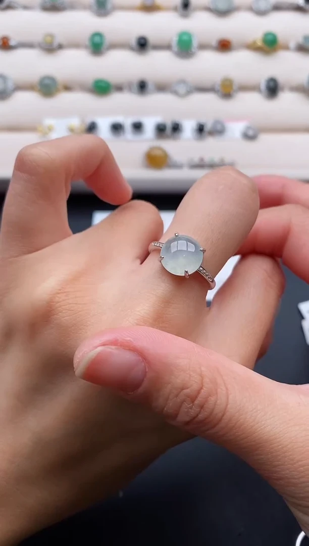 银S925镶嵌戒指翡翠555555+1