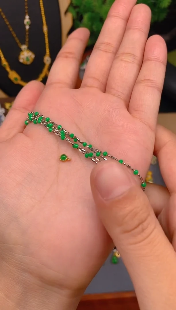【闪购商品】翡翠项链银S925镶嵌银色碎银几两项链1条