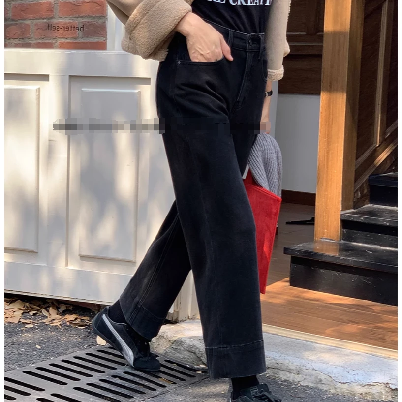 991牛仔裤女冬新款烟管裤时尚显瘦高腰烟管裤-妮