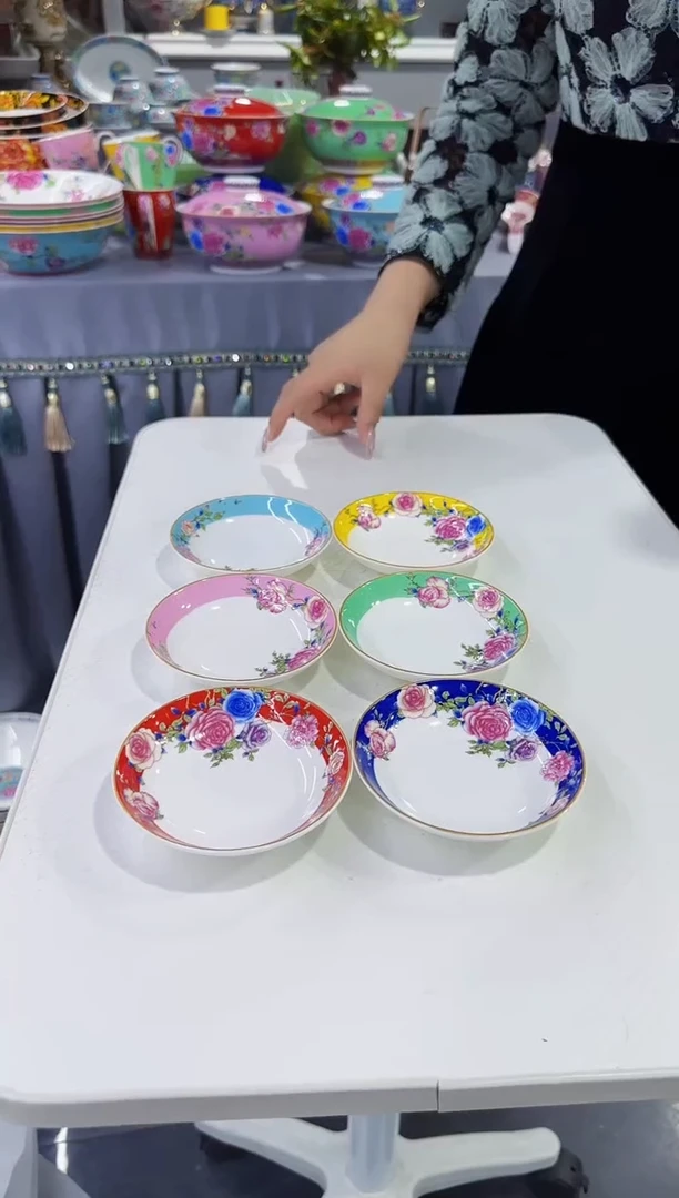 珐琅3.5英寸小味碟6个景德镇陶瓷