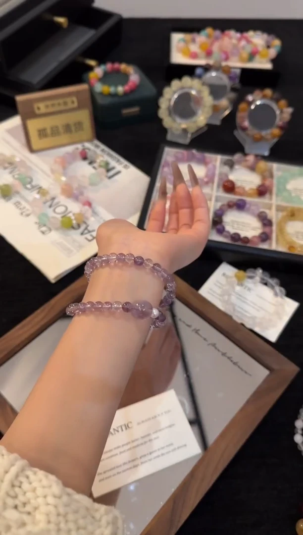 合金手链水晶紫水晶双圈手链x3191